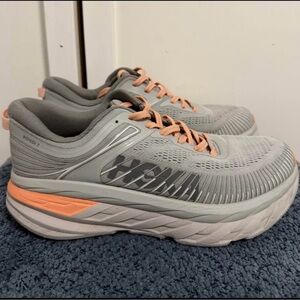 Hoka Women's Gray and Peach Athletic Shoes size 8D